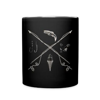 Gekreuzte Ruten Vintage Angelausrüstung - Tasse einfarbig - Schwarz - Vorne