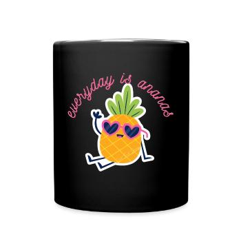 Ananas1 - Tasse einfarbig - Schwarz - Vorne