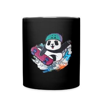 Paul Panda am Rollen - Tasse einfarbig - Schwarz - Vorne