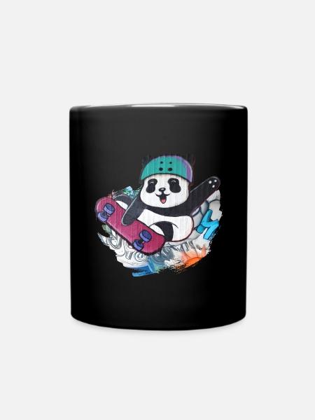Paul Panda am Rollen - Tasse einfarbig - Schwarz