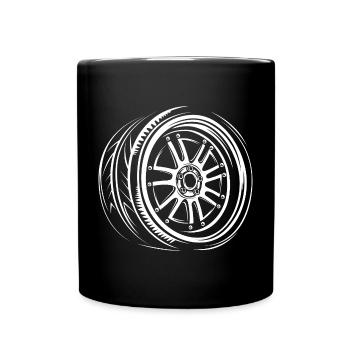 Sportliches Felgen-Design – Tuning Rad & Reifen - Tasse einfarbig - Schwarz - Vorne