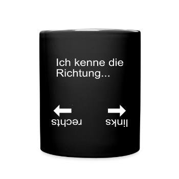 Richtungs-Pfeil Rechts Links Schwäche - Tasse einfarbig - Schwarz - Vorne