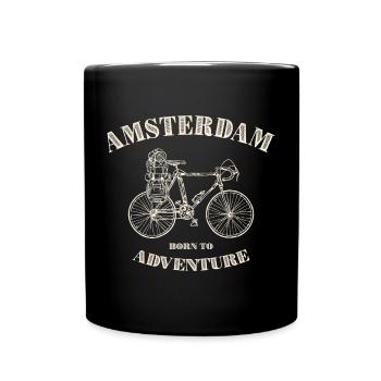 Amsterdam Adventure Bike T-Shirt - Tasse einfarbig - Schwarz - Vorne