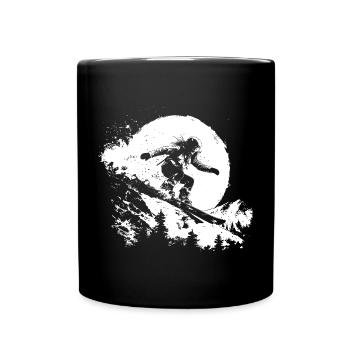 Snowboarderin Skizze - Tasse einfarbig - Schwarz - Vorne