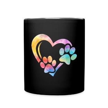 Dog Paw Print Heart Paw Dog Mom Dog Lover - Full Colour Mug - black - Front