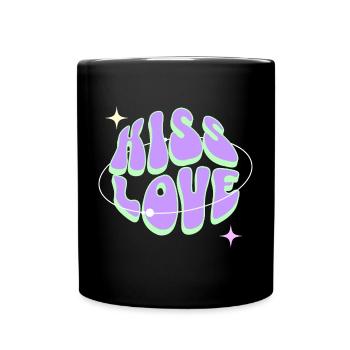 KISS LOVE - Retro Liebe - Full Colour Mug - black - Front