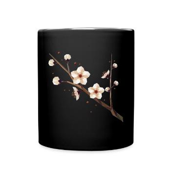 Branche de fleur de prunier – élégance délicate au printemps - Mug uni - noir - Devant