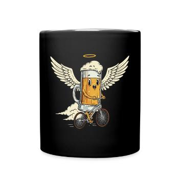 Lustig Bier Fahrrad Engel Männertag Vatertag Tour - Tasse einfarbig - Schwarz - Vorne
