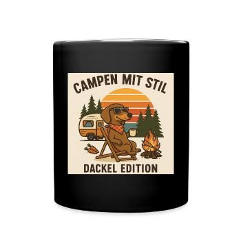 Camping in style: Dachshund Edition - Full Colour Mug - black - Front