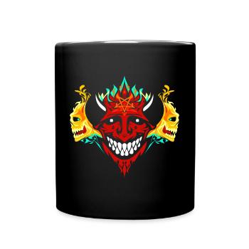 Teufel Flammen - Tasse einfarbig - Schwarz - Vorne