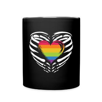 LGBTQ Pride Monat - Regenbogenherz - Tasse einfarbig - Schwarz - Vorne