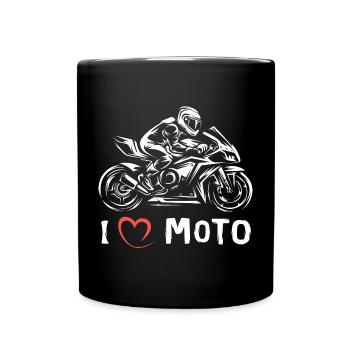 I love Moto - Superbike Motorrad Racing - Tasse einfarbig - Schwarz - Vorne