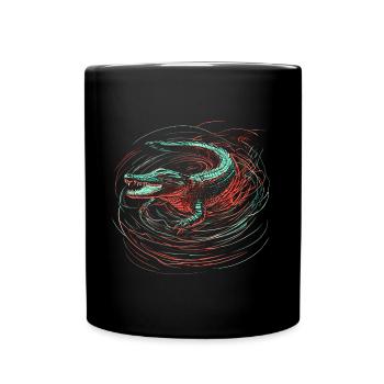 Alligator Krokodil Reptil Raubtier Neon Bunt Kunst - Tasse einfarbig - Schwarz - Vorne
