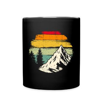 Retro Sunset Ridge Mountain - Full Colour Mug - black - Front