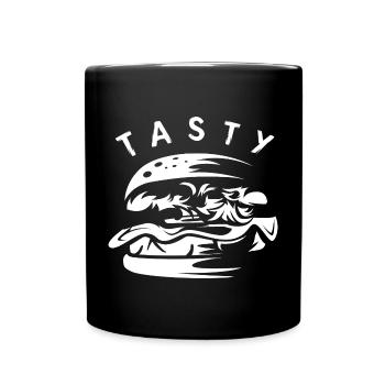 tasty burger Symbol - Fast Food Kette Logo - Tasse einfarbig - Schwarz - Vorne