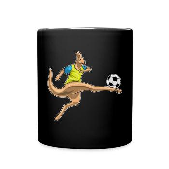 Kangaroo Soccer Player Soccer - Full Colour Mug - black - Front