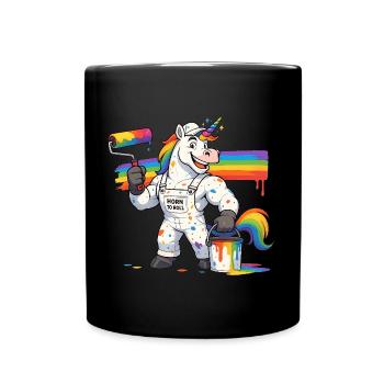 Farbhorn beim Malen Handwerker - Tasse einfarbig - Schwarz - Vorne
