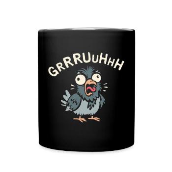 verrückte Taube gruh im Comic und Cartoon Logostil - Tasse einfarbig - Schwarz - Vorne