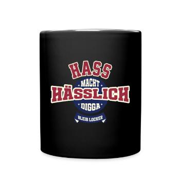 Hass macht hässlich - Tasse einfarbig - Schwarz - Vorne