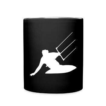 Kitesurfer Silhouette Sea Waves Adventure - Full Colour Mug - black - Front