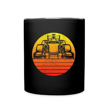 Voiture de course classique Rétro coucher de soleil Style Vintage - Mug uni - noir - Devant