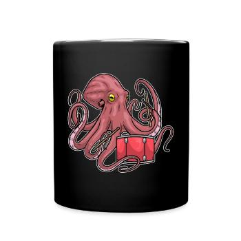 Octopus Musician Drum Music - Full Colour Mug - black - Front