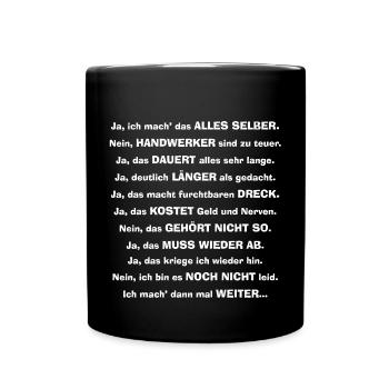 Heimwerker Handwerker DIY - Tasse einfarbig - Schwarz - Vorne