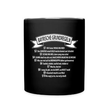 Bayrische Grundregeln - Tasse einfarbig - Schwarz - Vorne