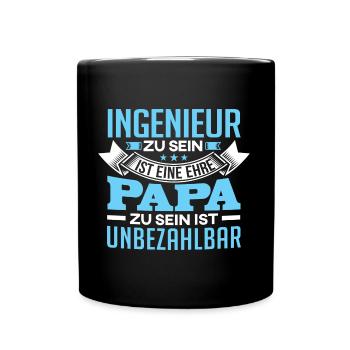 INGENIEUR und Papa - Tasse einfarbig - Schwarz - Vorne