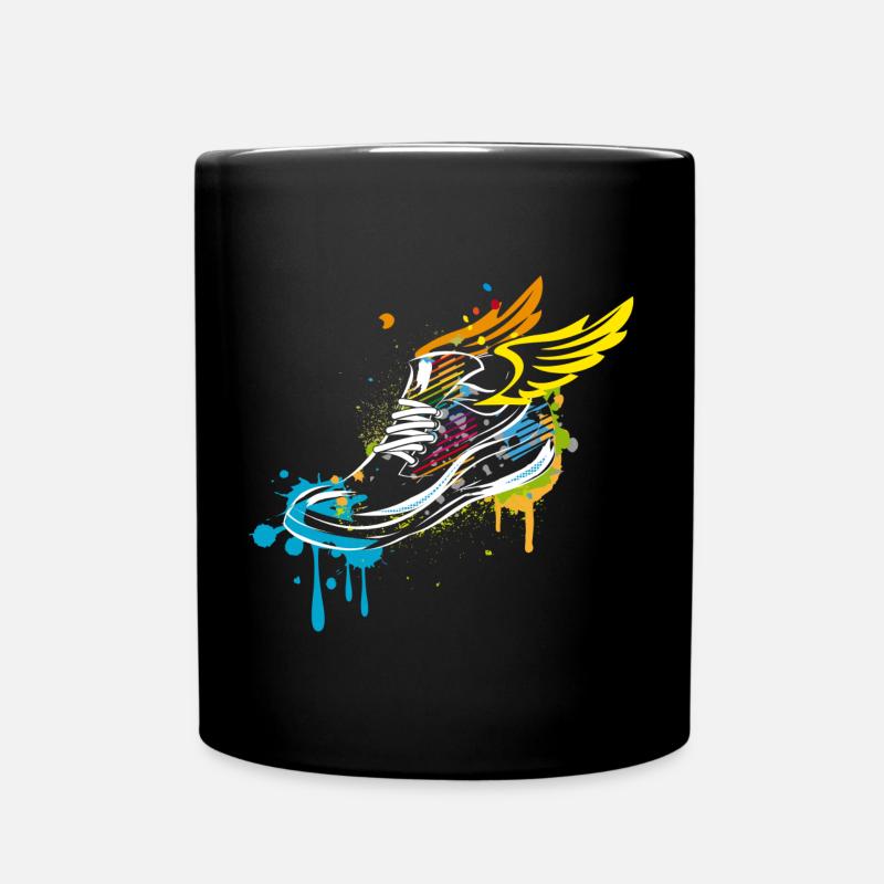 Sneaker Zeichnung mit Flügel - Tasse einfarbig - Schwarz