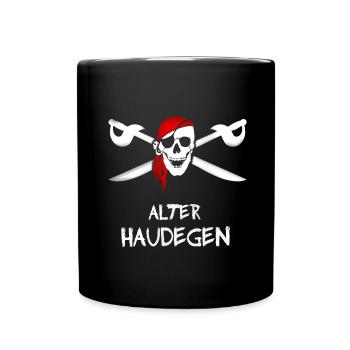 pirat alter haudegen totenkopf kapitän opa mann se - Tasse einfarbig - Schwarz - Vorne