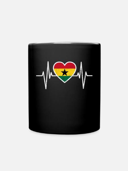 Ghana Flagge, Herzschlag Geschenk - Tasse einfarbig - Schwarz