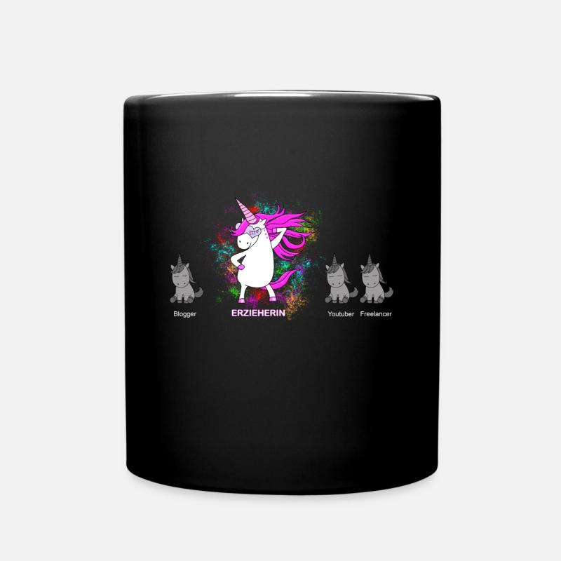 Einhorn Erzieherin Beruf - Tasse einfarbig - Schwarz