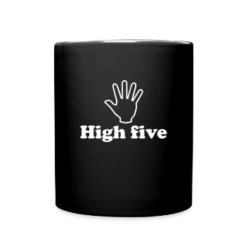 High five Give me five hand gift idea white - Full Colour Mug - black - Front