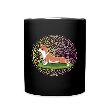 Corgi Yoga - Doga Hundeyoga - Tasse einfarbig - Schwarz - Vorne