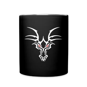 Drachenkopf weiß - Tasse einfarbig - Schwarz - Vorne
