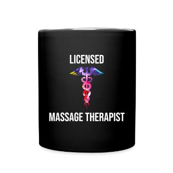 Cooles lizenziertes Massage-Therapeut-Caduceus-T-Shirt - Tasse einfarbig - Schwarz - Vorne