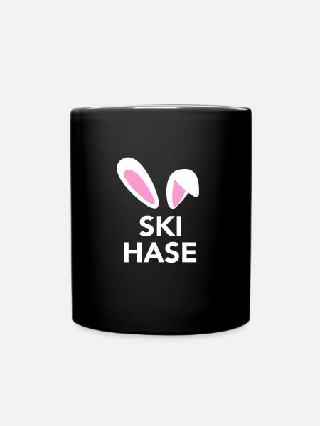 Ski Hase - Tasse einfarbig - Schwarz