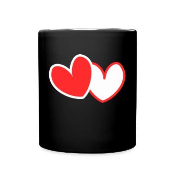 Mariage JGA à deux coeurs - Mug uni - noir - Devant
