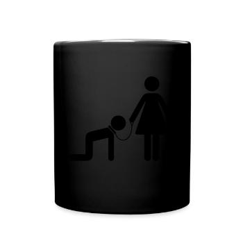 Une femme tient un homme comme un esclave - Mug uni - noir - Devant