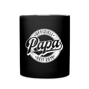 Offiziell Papa seit 2019 - Tasse einfarbig - Schwarz - Vorne