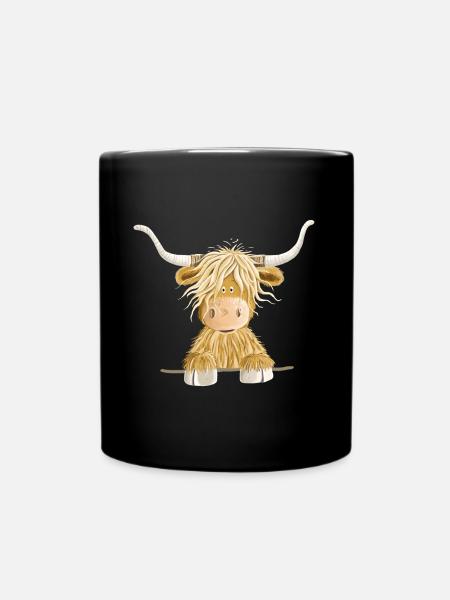 Funny Scottish Highland cow cow gift - Full Colour Mug - black