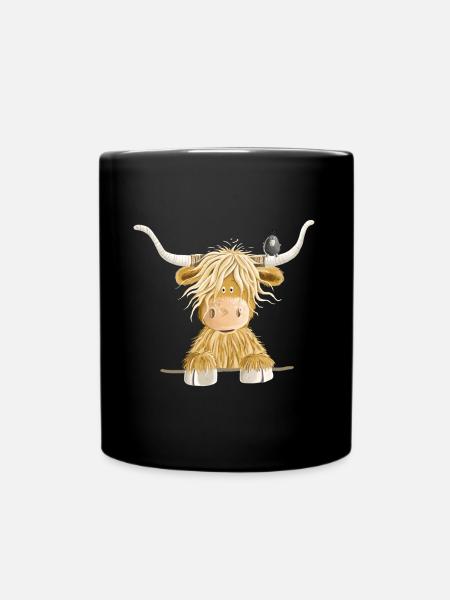 Funny Scottish Highland cow cow gift - Full Colour Mug - black