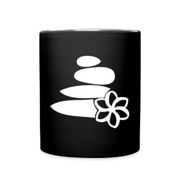 Wellness Entspannung Stein Steine Blume - Tasse einfarbig - Schwarz - Vorne