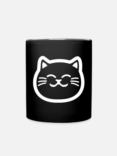 Cat Head Minimalist Line Art - Full Colour Mug - black