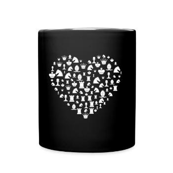 Schach Figuren Herz Läufer Turm Spieler Geschenk - Tasse einfarbig - Schwarz - Vorne