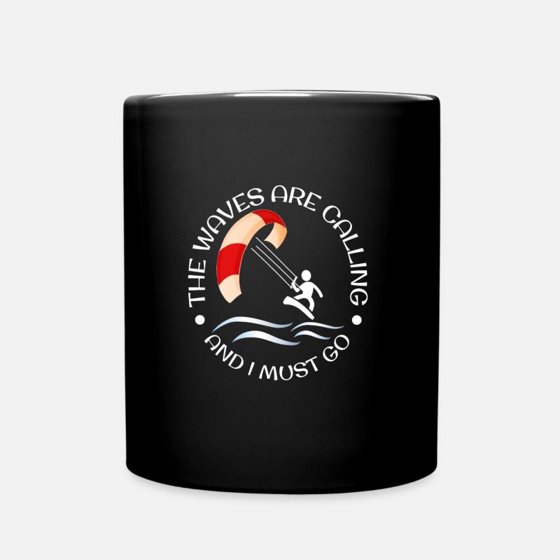 The Waves Are Calling And I Must Go - Full Colour Mug - black