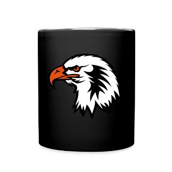 Adlerkopf-Zeichnungsgesichtkarikatur 702 - Tasse einfarbig - Schwarz - Vorne
