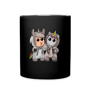 Cool best friends in the partner look sheep unicorn - Full Colour Mug - black - Front