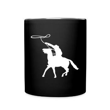 Cowboy Westernreiter - Tasse einfarbig - Schwarz - Vorne